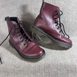 Dr. Martens Luana Burgundy Leather Lace Up Boots Size 6 US